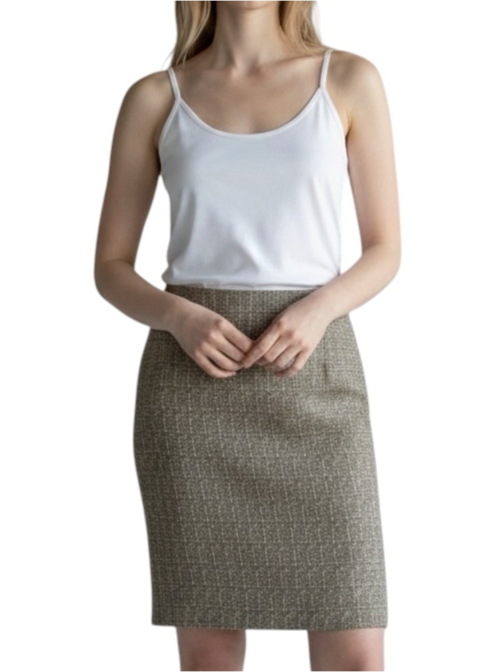 Talbots Tan Cream Pencil Skirt NWT Size 6P Academia OfficeCore